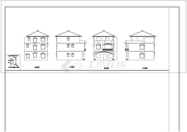 某地三层住宅建筑设计cad图（含效果图）-图一