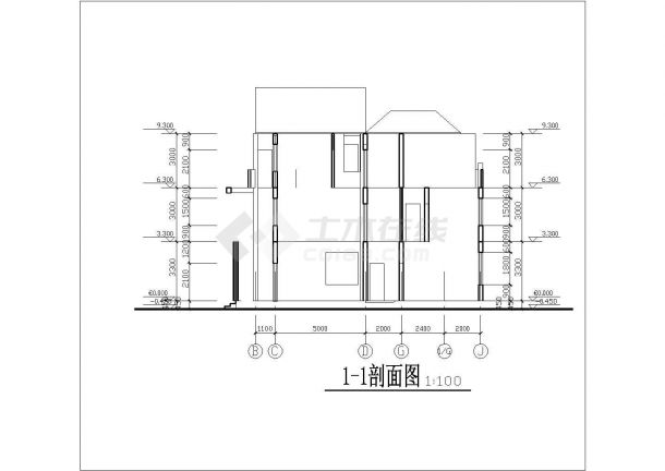 三层新农村别墅建筑设计cad图（含效果图）-图一