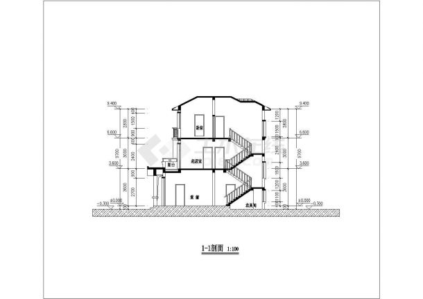 某小型农村三层别墅设计建筑cad图（含效果图）-图一