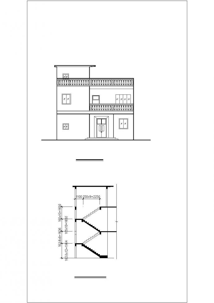 某农村二层别墅建筑设计cad图（含效果图）_图1