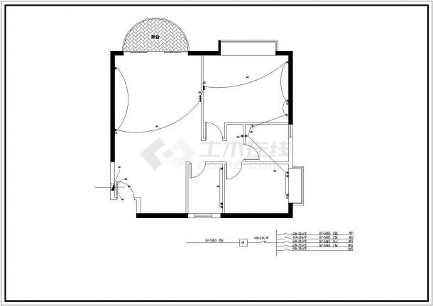 两居室样板房家装设计CAD施工图-图二