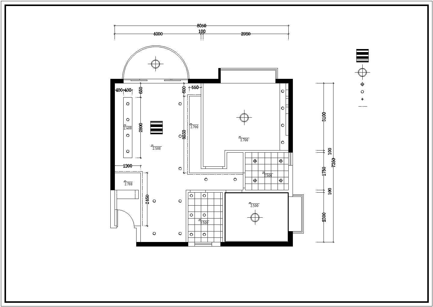 两居室样板房家装设计CAD施工图