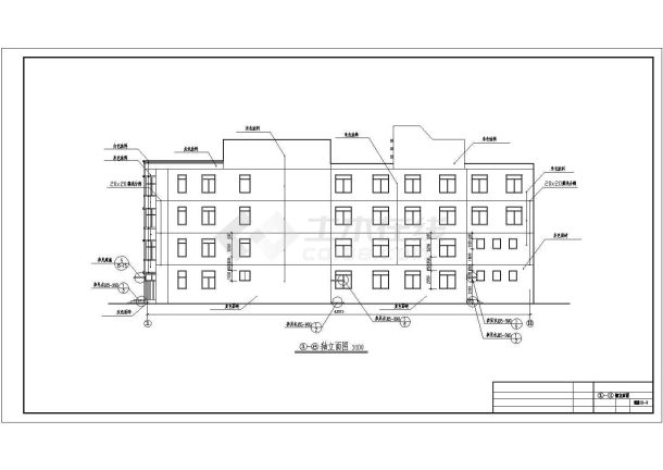 五层剪力墙结构的别墅楼建筑设计CAD施工图纸-图二