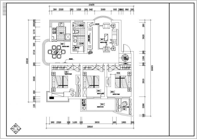 某地花园家居室内装修设计CAD方案图_图1