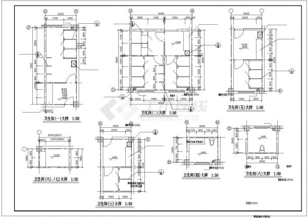 某楼梯、电梯、卫生间建筑设计施工CAD图-图一