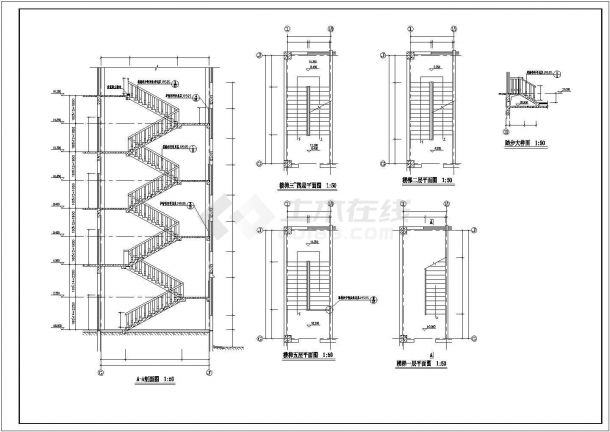 某楼梯、电梯、卫生间建筑设计施工CAD图-图二