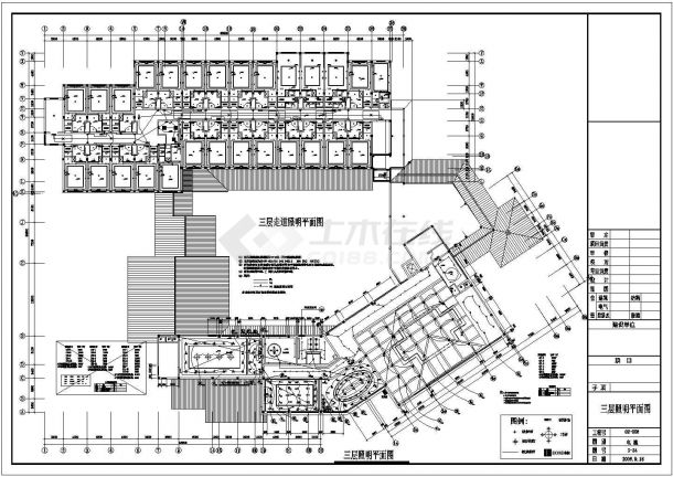 某地三层酒店电气照明cad设计图-图二