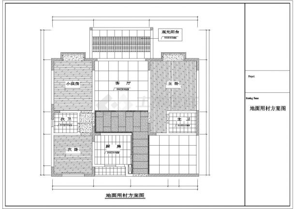 某家居室内装修设计CAD施工图-图一