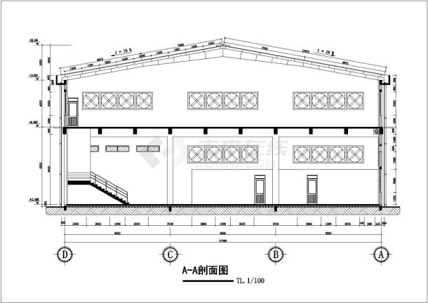 某两层工业厂房及三层宿舍建施图-图二