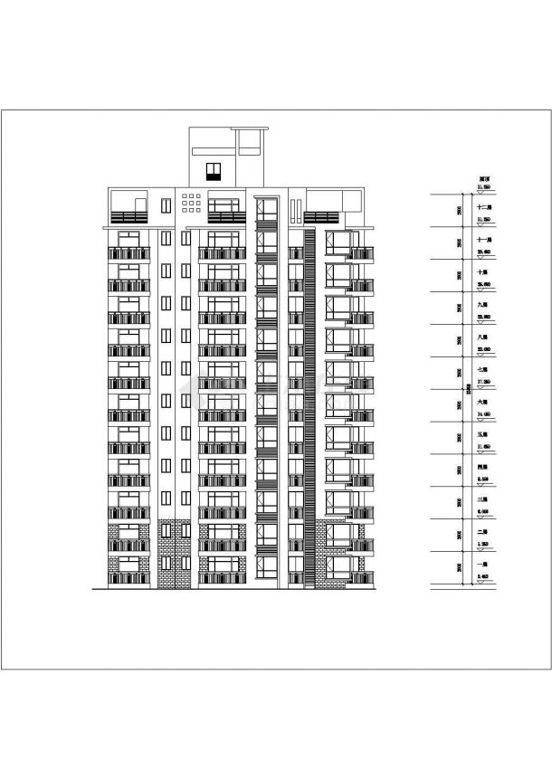 点式小高层住宅楼建筑cad图纸（节点详细）-图二