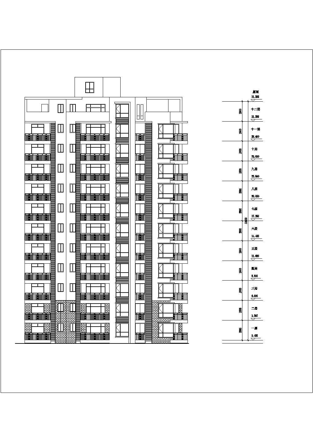 点式小高层住宅楼建筑cad图纸（节点详细）