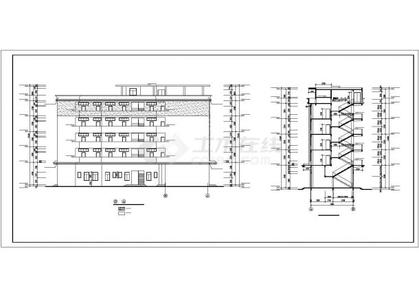 工业区宿舍楼建筑设计cad施工图-图二