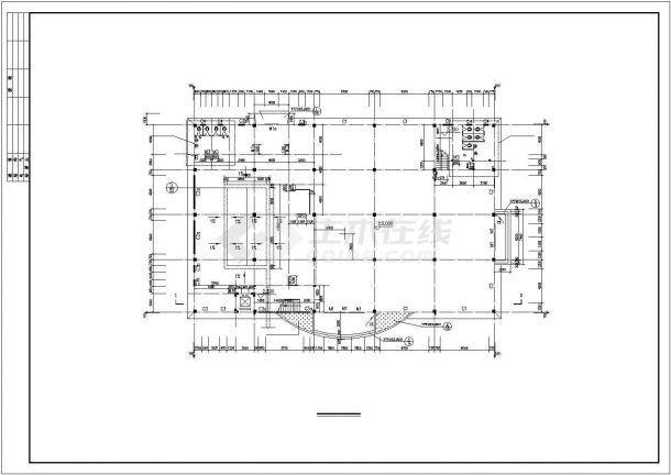 某校食堂建筑施工平面设计CAD竣工图-图二