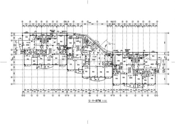 高级高层住宅建筑CAD图-图二