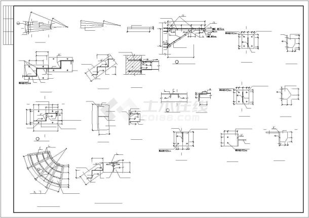 某旋转楼梯详细节点cad施工图-图二