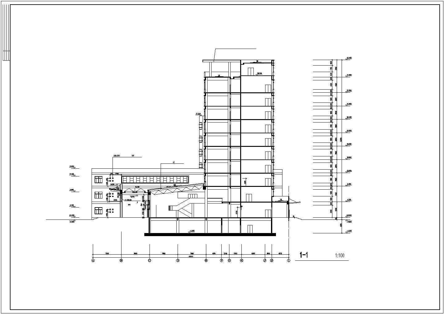 某高层商用综合楼建筑设计施工CAD图