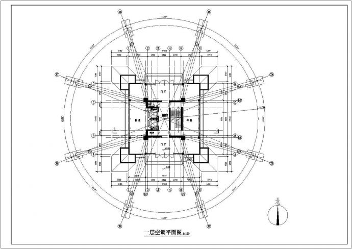 某精典观光塔空调消防排烟施工CAD参考图_图1