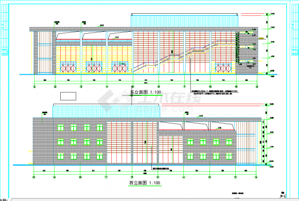某学校食堂全套建筑CAD图纸（框架结构 地上3层）-图一