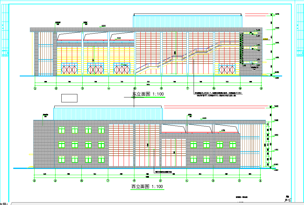 某学校食堂全套建筑CAD图纸（框架结构 地上3层）