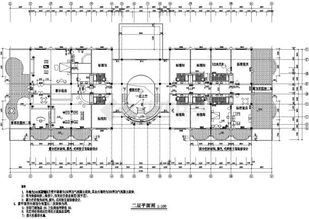 二层宾馆平立面建筑设计CAD施工图-图一