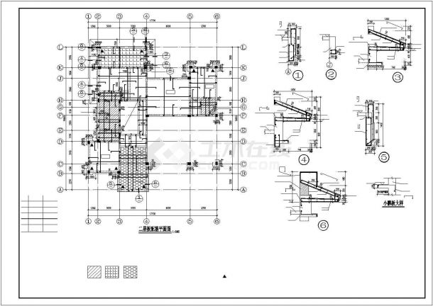 某3层框架住宅楼结构CAD参考示意图-图一