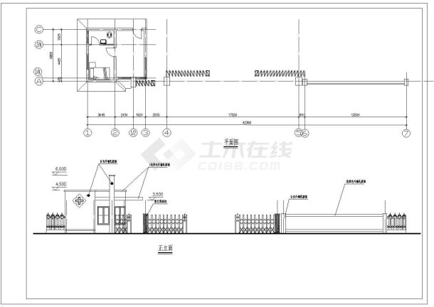 某小区大门建筑施工图（共5张）-图二