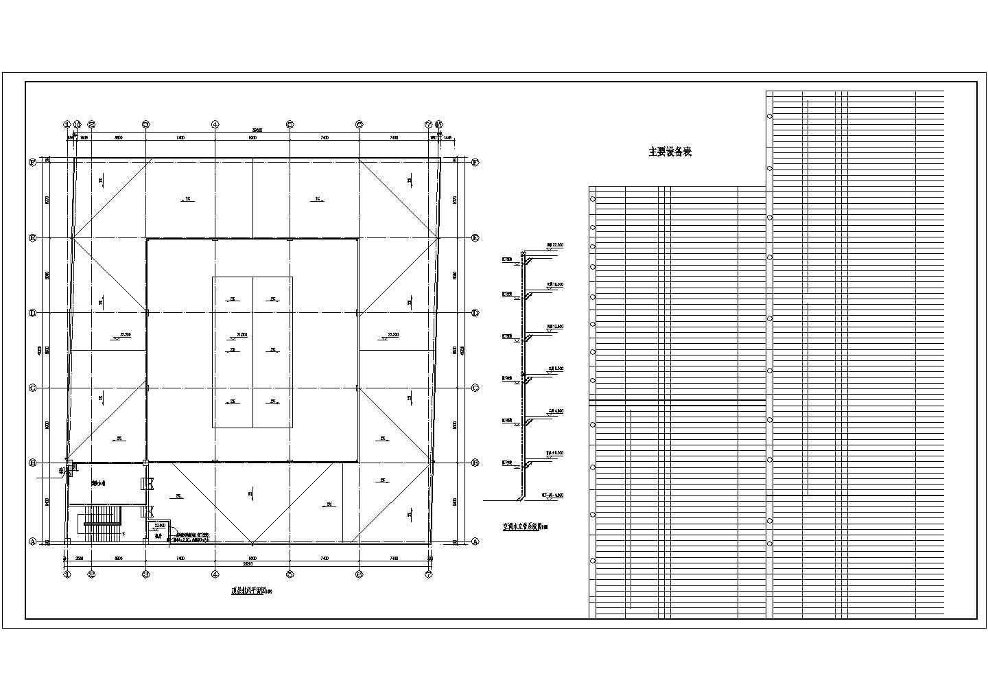 某商场空调通风图纸平立剖面CAD布置图