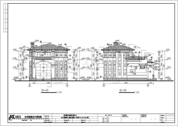 经典框架结构别墅建筑CAD图-图一