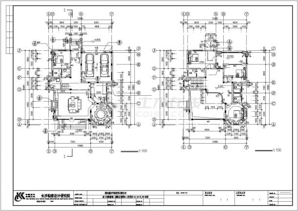 经典框架结构别墅建筑CAD图-图二