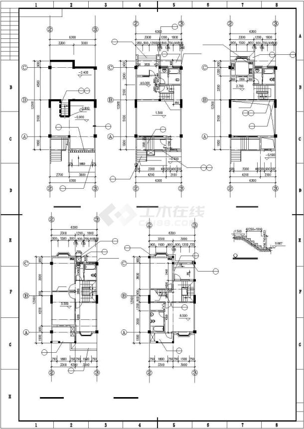 某精致联排别墅建筑设计CAD套图-图一