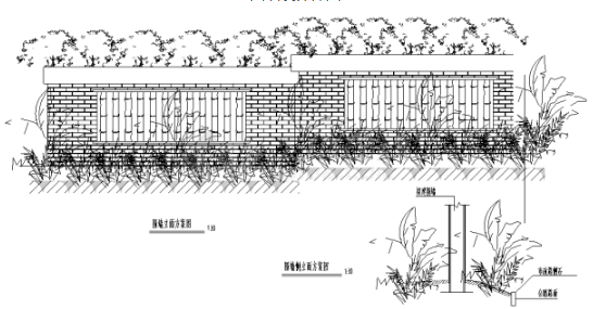 中式园林景观小品围墙设计详图-图二