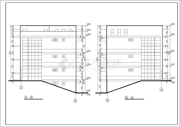 某西南医院家属区教室及食堂建筑设计施工CAD图-图一