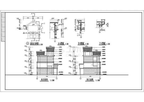 乡村别墅建筑设计CAD施工图纸-图二