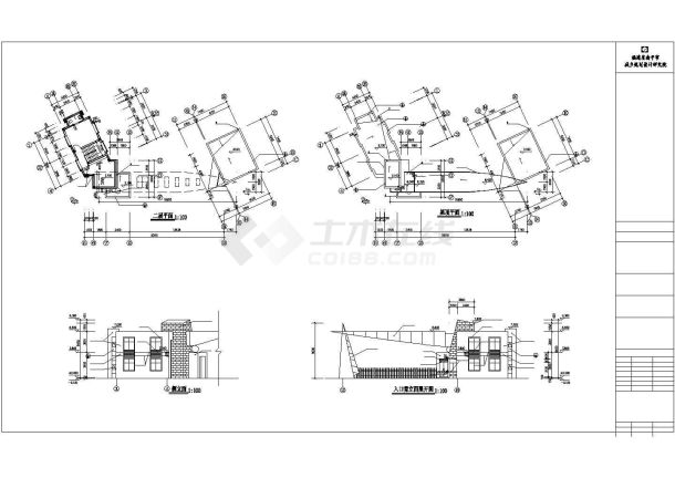 某小学大门建筑设计施工cad图-图一