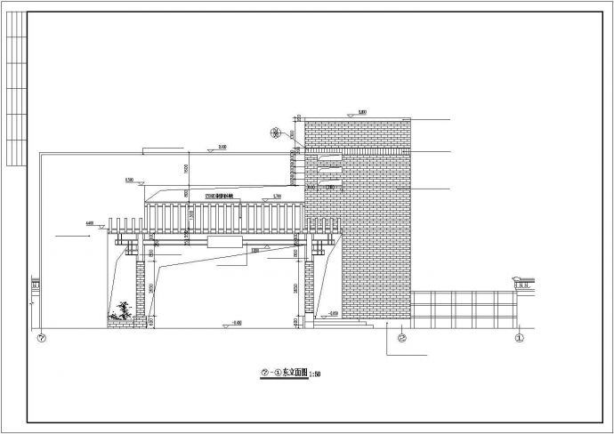 某地水木清华小区大门全套建筑设计施工CAD图_图1