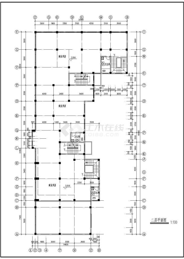 九龙园多层住宅楼建筑施工设计CAD图-图二