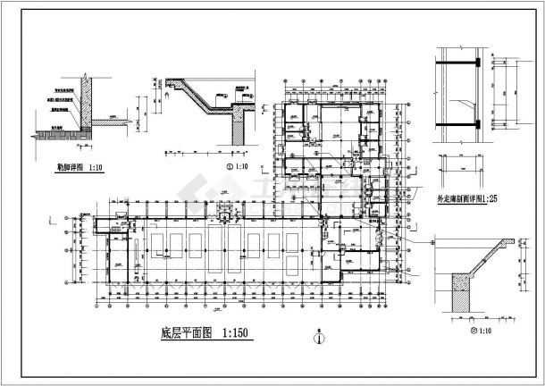 某消防大队办公楼建筑设计施工CAD图（含训练塔）-图二