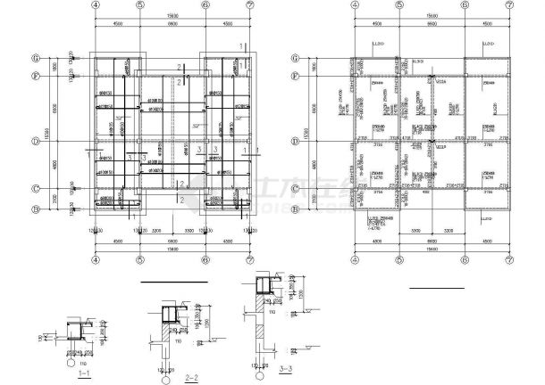 某框架办公综合楼建筑结构CAD图-图一