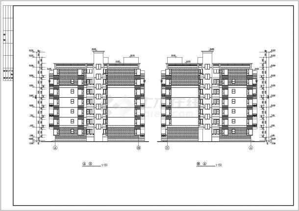 某小区商住楼建筑设计施工CAD图-图二