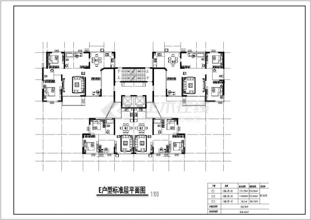 多款高层住宅户型CAD平面布置参考图-图一