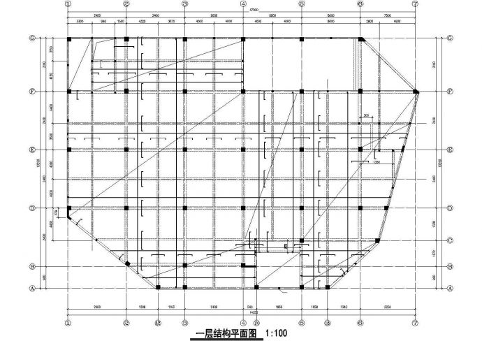 商城框架建筑结构施工剖面CAD参考布置图_图1