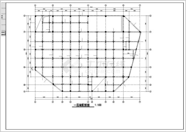 商城框架建筑结构施工剖面CAD参考布置图-图二