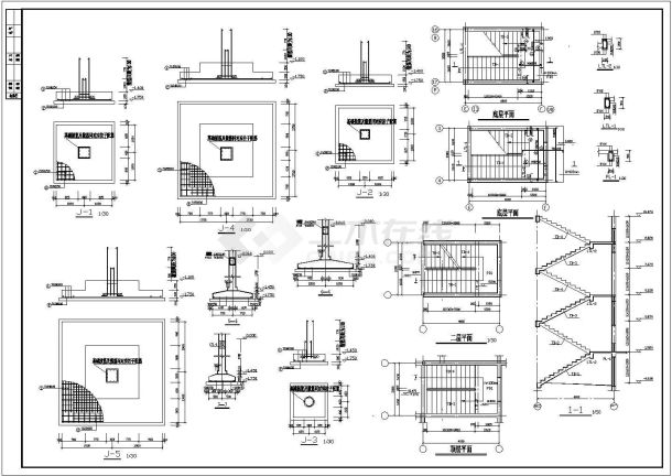 中医院层结构平面建筑图-图一