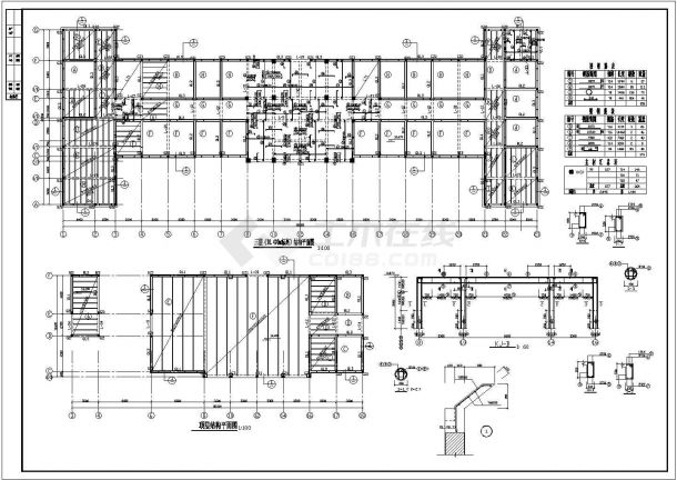 中医院层结构平面建筑图-图二