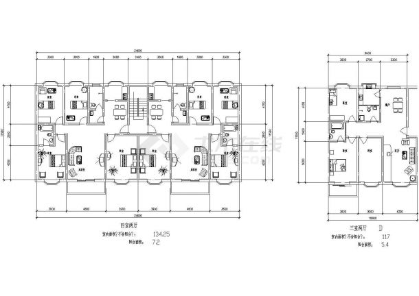 多种住宅建筑户型设计CAD方案-图一