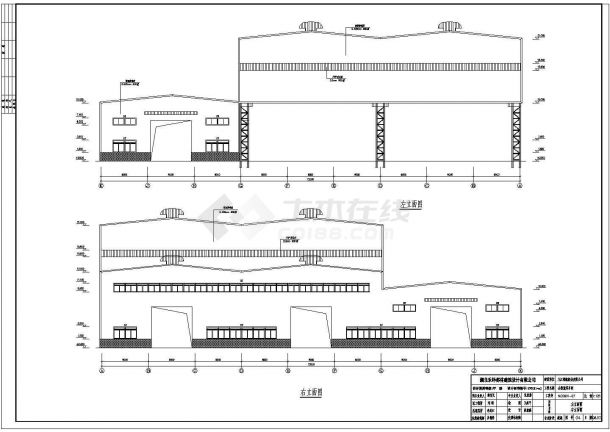 某钢结构造船厂大吨位吊车综合一体厂房设计cad建筑结构施工图-图二