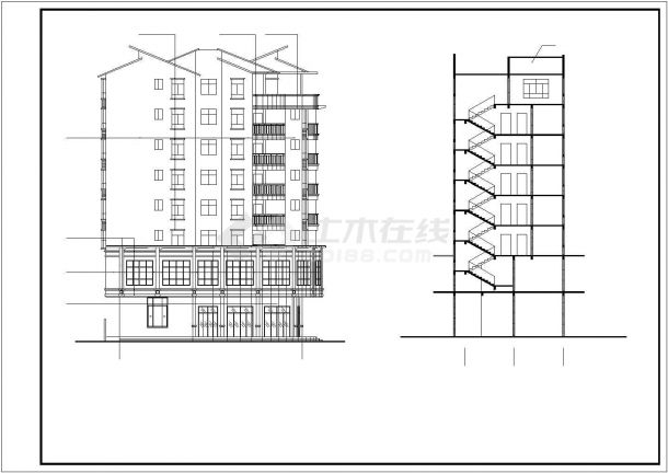 某地八层框架结构商住楼建筑设计方案图-图二