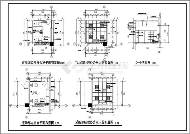 一简约办公室装修结构CAD规划图-图二