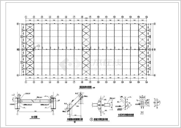 某钢结构原料库房结构CAD图-图一