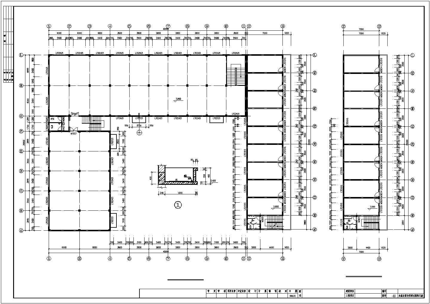 金华某三层框架二层砖混生产车间宿舍楼结构设计图